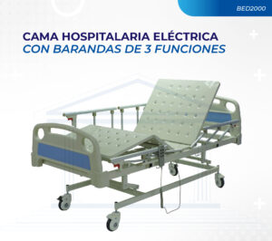 CAMA HOSPITALARIA ELECTRICA EN ABS CON BARANDAS DE 3 FUNCIONES